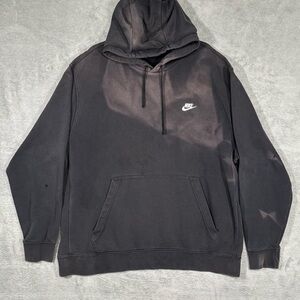 Nike Black Distressed Pullover Hoodie Mens 2XL Fade Streetwear Swoosh Grunge